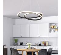 Eoodis Moderne Lustre, Led Suspension Luminaire Ronde Dimmable 40W avec Télécommande, Lustre en Acrylique Noir à 2 Anneaux, Lustre pour Salon Cuisine Salle à Manger
