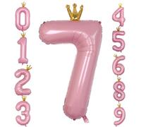 Eoopoon Ballon chiffre couronne rose 106,7 cm pour décoration d'anniversaire de fille et décoration de fête à thème - ballons 0 à 9 pour fête d'anniversaire (rose 7)