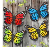 eoorau Lot de 4 décorations murales en métal en Forme de Papillon de 24,9 cm à Suspendre pour Maison, Cour, terrasse, Jardin (4 Couleurs)