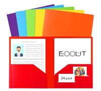 EOOUT Lot de 24 dossiers de poche, dossiers avec poches, dossiers en plastique avec étiquettes, 6 couleurs, pour les étudiants de bureau et l'école, format lettre, format A4