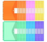 EOOUT Lot de 30 pochettes pour classeur à 3 anneaux, format lettre/A4, pochette à bouton-pression avec étiquette pour l'école, la maison et le bureau