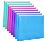 EOOUT Lot de 8 enveloppes en plastique extensibles avec fermeture éclair, format lettre, 24 x 32 cm, 4 couleurs assorties, pour fournitures scolaires et de bureau
