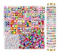 EOPUOZS 2300pcs Perles pour Bracelet, Kit Bracelet Perle, Perles Enfant pour Bijoux, Fruits, Fleurs, Smiley, DIY Artisanat d'art, Cadeaux d'anniversaire pour Enfants 6-12 Ans