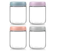 EOPUOZS 4 Overnight Oats Jar 480ml avec Couvercle à Visser, pot de Yaourt, Multifonctionnel Pots de en Verre, pour Salades, Mueslis, En-cas, Puddings, Conserves