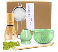 EOPUOZS 5 Pièces Matcha Kit, Ensemble à matcha Japonais, Avec Bol Matcha Bec Verseur, Cuillere Matcha, Fouet a Matcha, Support de Fouet à Matcha, Tamis à, pour les Amateurs de thé(Vert)