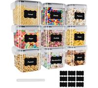 EOPUOZS 9 × 0.8L Boite Rangement Cuisine Lot de, Bocaux Hermetiques Alimentaires en Plastique Scellée avec Couvercle, Pour Stocker les Cereales, Pâtes, Farine, Nourriture pour Animaux de Compagnie