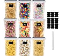 EOPUOZS 9 × 2L Boite de Rangement Cuisine Lot de, Bocaux Hermetiques Alimentaires en Plastique Scellée avec Couvercle, Pour Stocker les Cereales, Pâtes, Farine, Nourriture pour Animaux de Compagnie