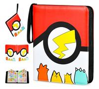 EOPUOZS Album de Collection pour Cartes, Classeur Carte avec Fermeture Éclair, Porte Carte PU Imperméable, Cadeau pour Enfants (50 Pages, 900 Poches, Rouge)