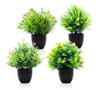 EOPUOZS Lot de 4 Plantes Artificielle, Fausse Plante avec Pot pour Decoration Interieur, pour Salon, Salle de Bain, Bureau, Balcon, Jardin, Noir