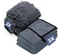 EOPUOZS Lot de 5 chiffons de nettoyage et gants microfibre, 600 g/m², extra absorbants, 40 x 30 cm