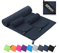 EOPUOZS Serviette Microfibre Lot de 3, Serviette Sport Musculation, Serviette Voyage, Séchage Rapide, Super Absorbant, Légère, Idéal pour Fitness, Plein Air, Plage, Voyages, Yoga et Sauna(Bleumarine)
