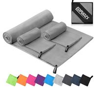 EOPUOZS Serviette Microfibre Lot de 3, Serviette Sport Musculation, Serviette Voyage, Séchage Rapide, Super Absorbant, Légère, Idéal pour Fitness, Plein Air, Plage, Voyages, Yoga et Sauna(grisfoncé)