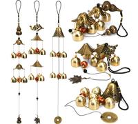 Eorbow Lot de 3 carillons éoliens porte-bonheur chinois Feng Shui, 6 cloches vintage à suspendre avec une gourde dragon paon pour bénédiction porte-bonheur et richesse, décoration de maison, jardin,