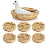 Eorbow Lot de 6 nids d'oiseaux en paille tissée, 20,3 cm, faits à la main, base plate, pour petits animaux, accessoires pour colombe, pigeon, perroquet, coucou, moineau, lapins, chinchillas, hamster