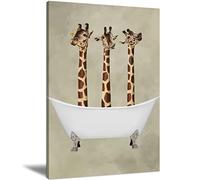 Eorntdy Impression sur toile représentant une girafe dans une baignoire - Art mural amusant - Prêt à accrocher - Pour salon, salle à manger, chambre à coucher, salle de bain - 30,5 x 45,7 cm