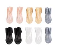 EORPAVU Chaussettes femme,Chaussettes dentelle femme, chaussettes résille, chaussettes invisibles, bas coton mi-mollet, chaussettes bateau antichute et antidérapantes, (5 paires)