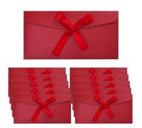 EORPAVU Enveloppes de correspondances et de cartes de vœux Lot de 10 enveloppes kraft avec nœud, enveloppes kraft vintage pour invitations faites à la main, cartes de mariage ou de vacances (rouge)