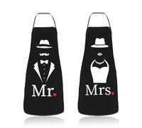 EORPAVU Tabliers pour barbecue,Tablier de cuisine pour homme et femme, tablier de cuisine pour couple,2pcs tablier à bavette imprimé en alphabet pour couple