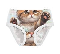 EOSDT Culottes en coton pour petite fille Motif chat et papillons, Adorable chat floral papillon, 3 ans