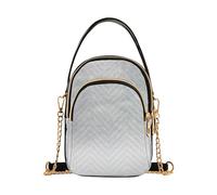 EOSDT Grungy Sac à main à bandoulière en ciment naturel blanc pour femme matelassé téléphone portefeuille chaîne sac à main mignon fermeture éclair dames pochette sacoche