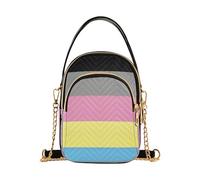 EOSDT Polygender Pride Flag Multigenres Expériences Deux femmes sur l'épaule Sac à main Chaîne Téléphone Portefeuille Sac à main Imprimé Floral Fermeture éclair Dames Embrayage Cartable, 15 cm × 21,1