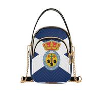 EOSDT Sac à main à bandoulière avec drapeau de Santa Cruz de Tenerife avec chaîne matelassée, sac à main pour téléphone portable, sac à main mignon à fermeture éclair, sac à bandoulière pour femme, 15
