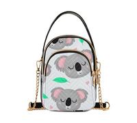 EOSDT Sac à main à bandoulière mignon motif koala ours drôle femme sac à main téléphone petite chaîne sac à main imprimé floral dames sac à bandoulière sac cartable sac à bandoulière 15 cm × 21,1 cm ×