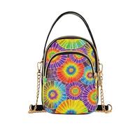 EOSDT Sac à main à bandoulière pour femme - Imprimé mignon - Avec sangle en chaîne - Fermeture éclair matelassée - Ouverture vive - Violet doré