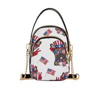 EOSDT Sac à main à bandoulière unique avec motif chiens de dessin animé, bouledogues français, sacs matelassés pour téléphone avec sangle de chaîne, jolie fermeture éclair, 15 cm × 21,1 cm × 7,9 cm