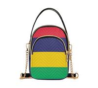 EOSDT Sac à main à bandoulière unique avec motif drapeau de l'île Maurice, sac à main pour téléphone portable, sac à main à imprimé floral, sacoche melon pour femme, 15 x 21 x 7,9 cm