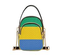 EOSDT Sac à main à une épaule coloré pour téléphone, petit sac à main en chaîne, sac à bandoulière matelassé à fermeture éclair, drapeau du Gabon