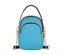 EOSDT Sac à main artistique pour femme avec texture murale en ciment bleu, texture rugueuse, sac à main artistique pour téléphone portable, sangle en chaîne, fermeture éclair matelassée, sac à