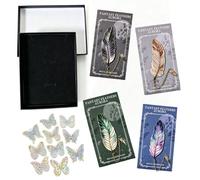 Eoseihba Coffret Cadeau 4 Marque-Pages Plumes en Métal Vintage + 10 Autocollants Papillons - Coffret Cadeau Marque-Pages de Lecture