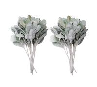 Eoslcusmvl 20 Pièces Oreilles d'agneau Floquées Artificielles Tiges de Poussiéreux Feuilles de ChêNe Floquées Feuille