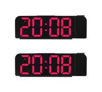 Eoslcusmvl 2X RéVeil à Projection Rotation 180° 12/24H Horloge NuméRique LED Charge USB RéVeil Projecteur de Plafond (Rouge)