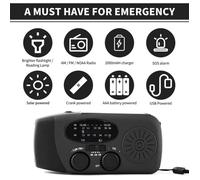 Eosnow Radio d'urgence à manivelle, avec lampe torche LED pour AM/FM, dynamo météo portable NOAA, batterie externe 2000 mAh, charg