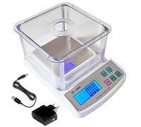 Eosphorus Balance de Précision 0,01g avec Pare-Brise, Balance de Laboratoire Professionnelle pour Bijoux, Pièces et Gemmes, Écran LCD Rétroéclairé, Alimentation USB/Secteur