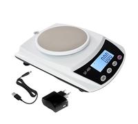 Eosphorus Balance Numérique Analytique LCD 600 g x 0,01 g pour École Laboratoire Scientifique - Balance Précise pour Peser Grammes, Once, Carat - Chargeur USB et adaptateur