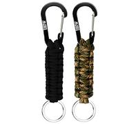 EOTW Porte-clés Paracord - Mousqueton - Anneau en D - Pour moto, voiture, camping, randonnée, hommes, femmes, enfants (1 noir et 1 camouflage d'olive)