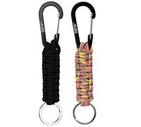 EOTW Porte-clés Paracord - Mousqueton - Anneau en D - Pour moto, voiture, camping, randonnée, hommes, femmes, enfants (1 noir et 1 camouflage jaune)