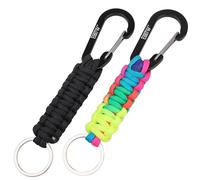 EOTW Porte-clés Paracord - Mousqueton - Anneau en D - Pour moto, voiture, camping, randonnée, hommes, femmes, enfants (1 noir et 1 multicolore)