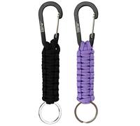 EOTW Porte-clés Paracord - Mousqueton - Anneau en D - Pour moto, voiture, camping, randonnée, hommes, femmes, enfants (1 noir et 1 violet)