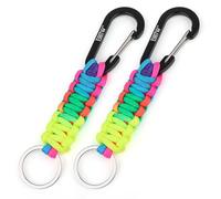 EOTW Porte-clés Paracord - Mousqueton - Anneau en D - Pour moto, voiture, camping, randonnée, hommes, femmes, enfants - 2 couleurs