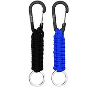 EOTW Porte-clés Paracord - Mousqueton - Anneau en D - Pour moto, voiture, camping, randonnée, hommes, femmes, enfants (1 noir et 1 bleu)