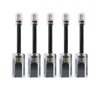 Eouayoree 5 pièces Cordon TéLéPhonique DéMêLant RJ9 4P4C 360 DegréS Rotation ÉTendue Anti-T-Angle Noir Cordon TéLéPhonique Câble Fixe