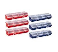 Eouayoree Paquet de 6 Boîtes de Rangement à Vis avec Couvercles, 4 Compartiments, Bac à Outils, Compartiment de Séparation, Conteneurs, Boîte à Outils à Vis de Tri