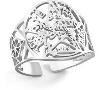 Eouyt Bague Pentacle Pentagramme Noeud de Sorcières Réglable Celtique Protection Amulette Paganisme Bijou Irlandais pour Hommes Femmes, Argent 2