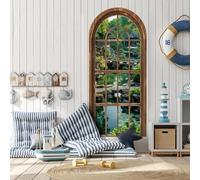 Eouyt Stickers Muraux Paysage Lac Vert pour Salon Chambre Décor Rétro Pose à Sec Adhésif Vinyle Détachable Décoration Art Murale pour Coin Télé Canapé Façade, 2 pièces, 2 pièces