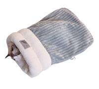 Eowduk Sac de couchage pour chat - Sac de couchage semi-fermé - Lit douillet pour animaux de compagnie jusqu'à 16 kg (M, bleu-gris)