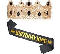 Eowppue Anniversaire Couronne Pour Hommes Et Hommes Anniversaire Roi Couronne Et Anniversaire Roi écharpe Décoration Fête Danse